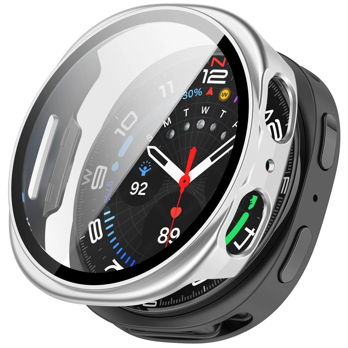 Wizualizacja nakładania etui Bizon Case Watch Adamo do Galaxy 8 44 mm